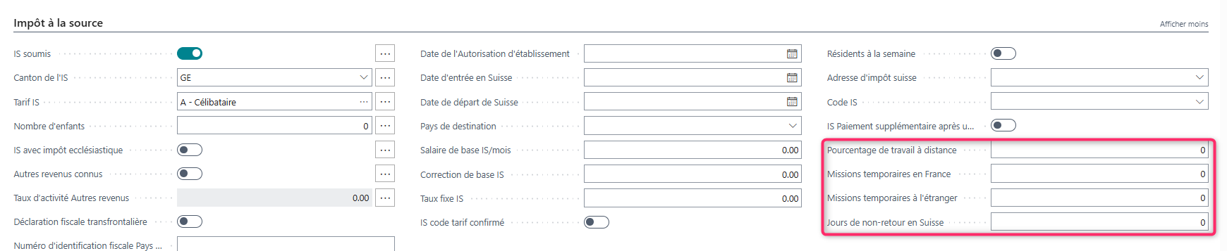 Présentation des nouveaux champs sur la fiche et la liste des employés dans Business Central.
